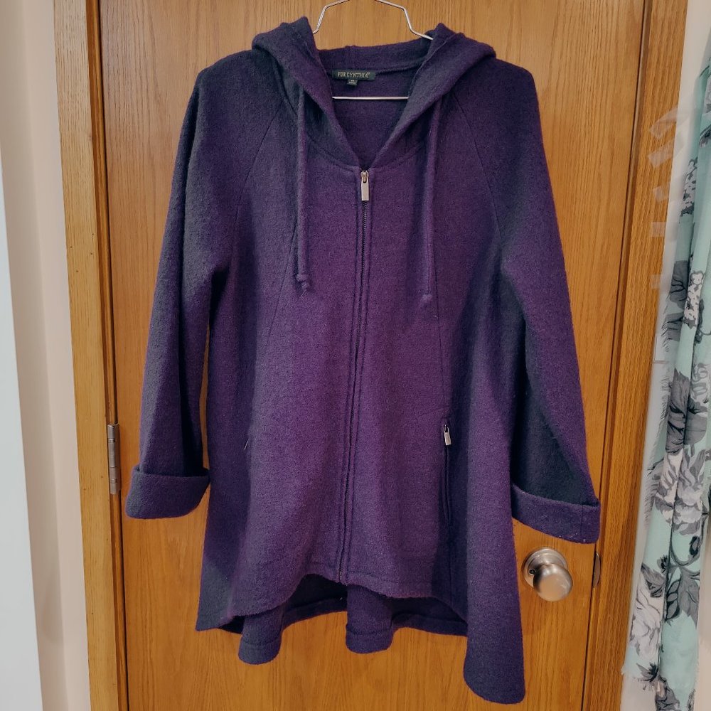 FOR CYNTHIA Purple 100% Wool Hoodie